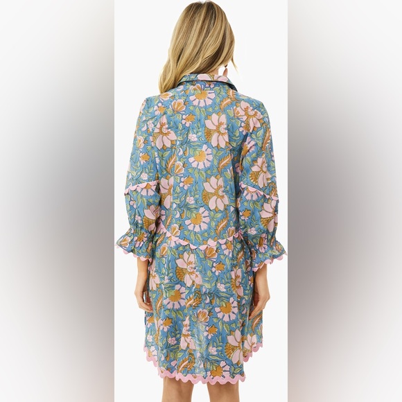 Juliet Dunn Blue‎ and Pink Floral Dress - Picture 3 of 8